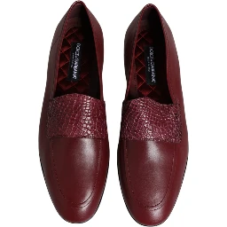 Burgundy Calfskin Leather Formal Slip On Shoes