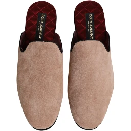 Beige Capra Suede Slides Flat Slipper Shoes