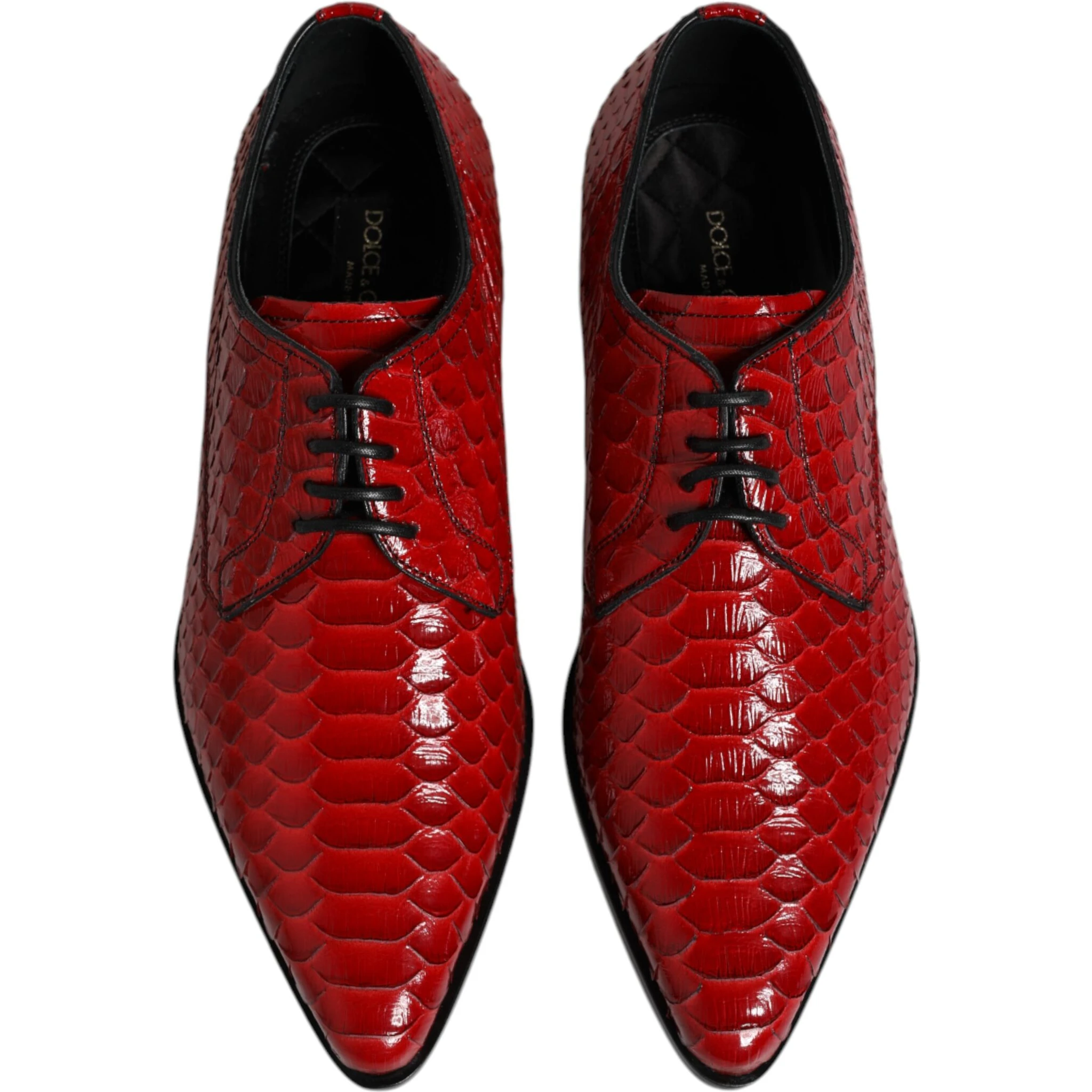 Red Exotic Leather Lace Up Dress Derby Shoes