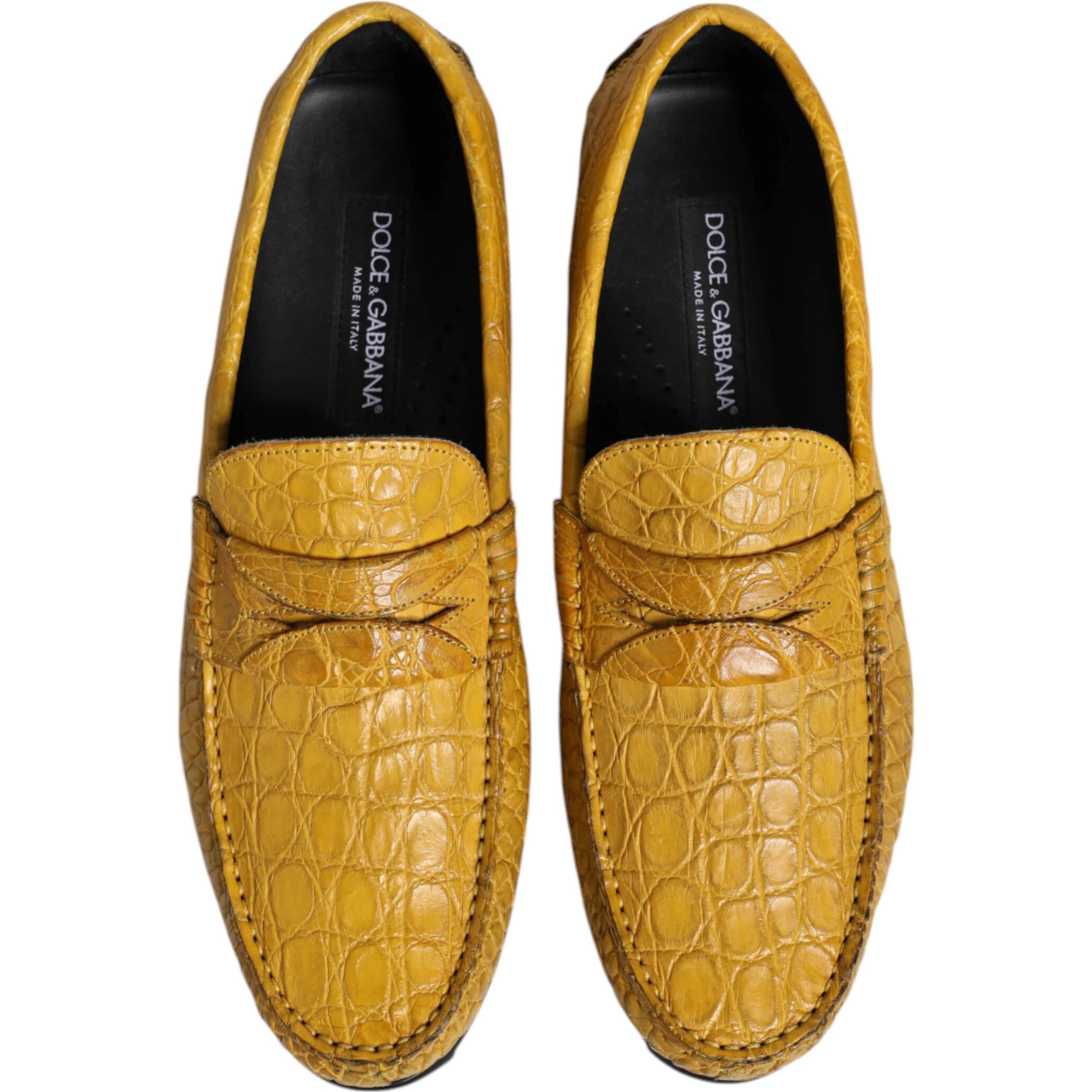 Yellow Exotic Leather Loafers Slip On Shoes