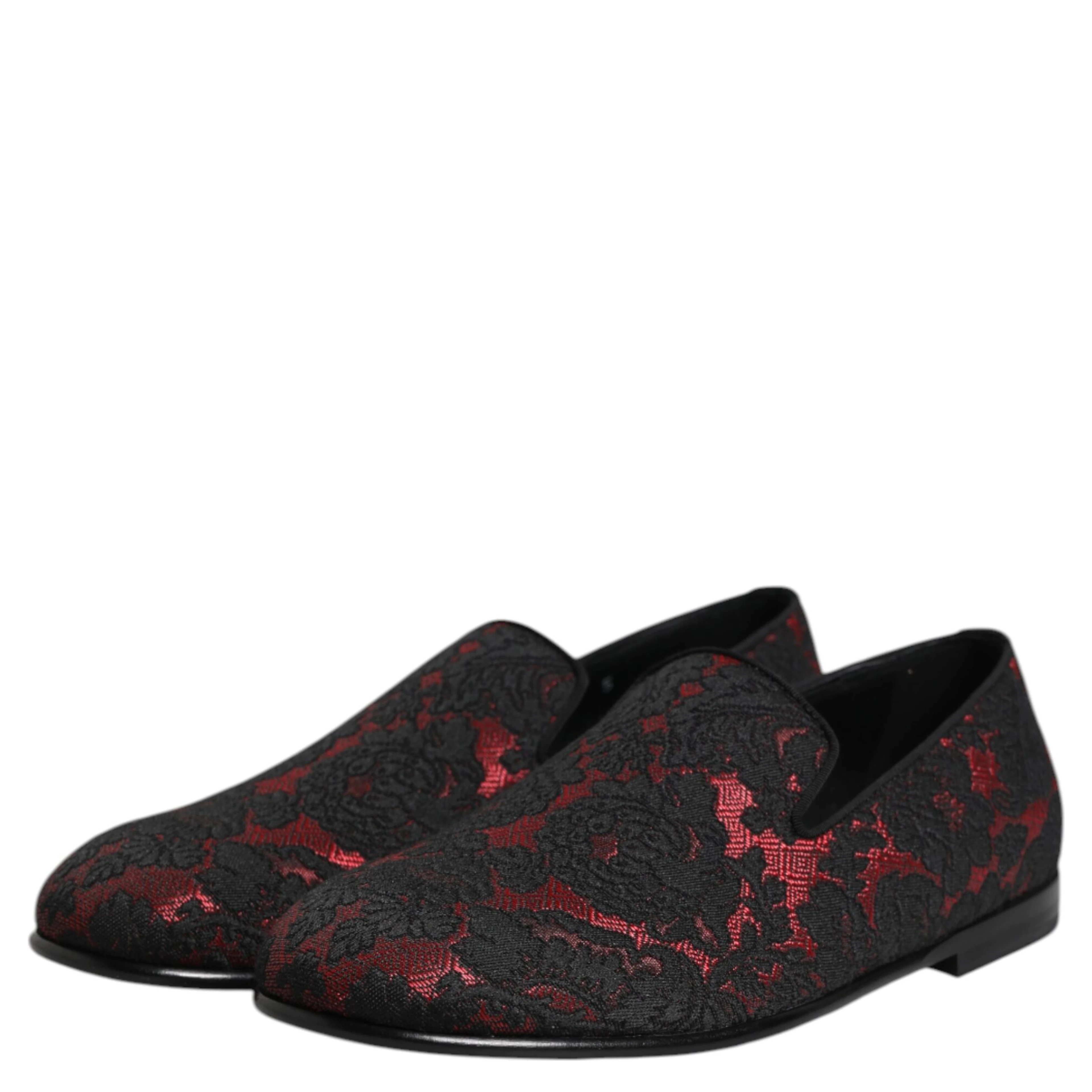 Red Black Jacquard Slip On Men Loafers Shoes