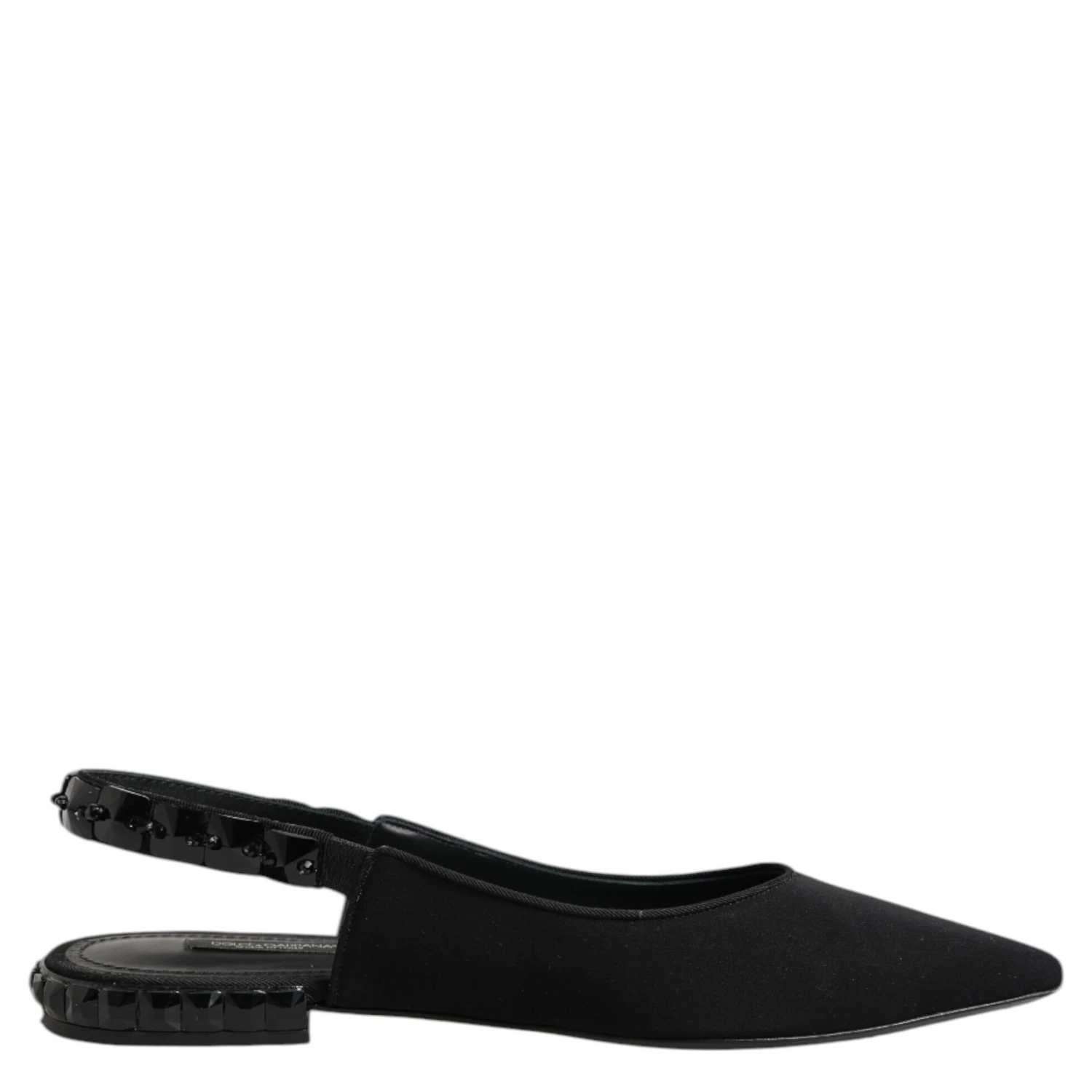 Black Crystal Charmeuse Slingback Shoes