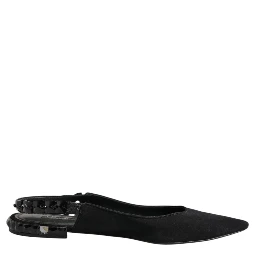 Black Crystal Charmeuse Slingback Shoes