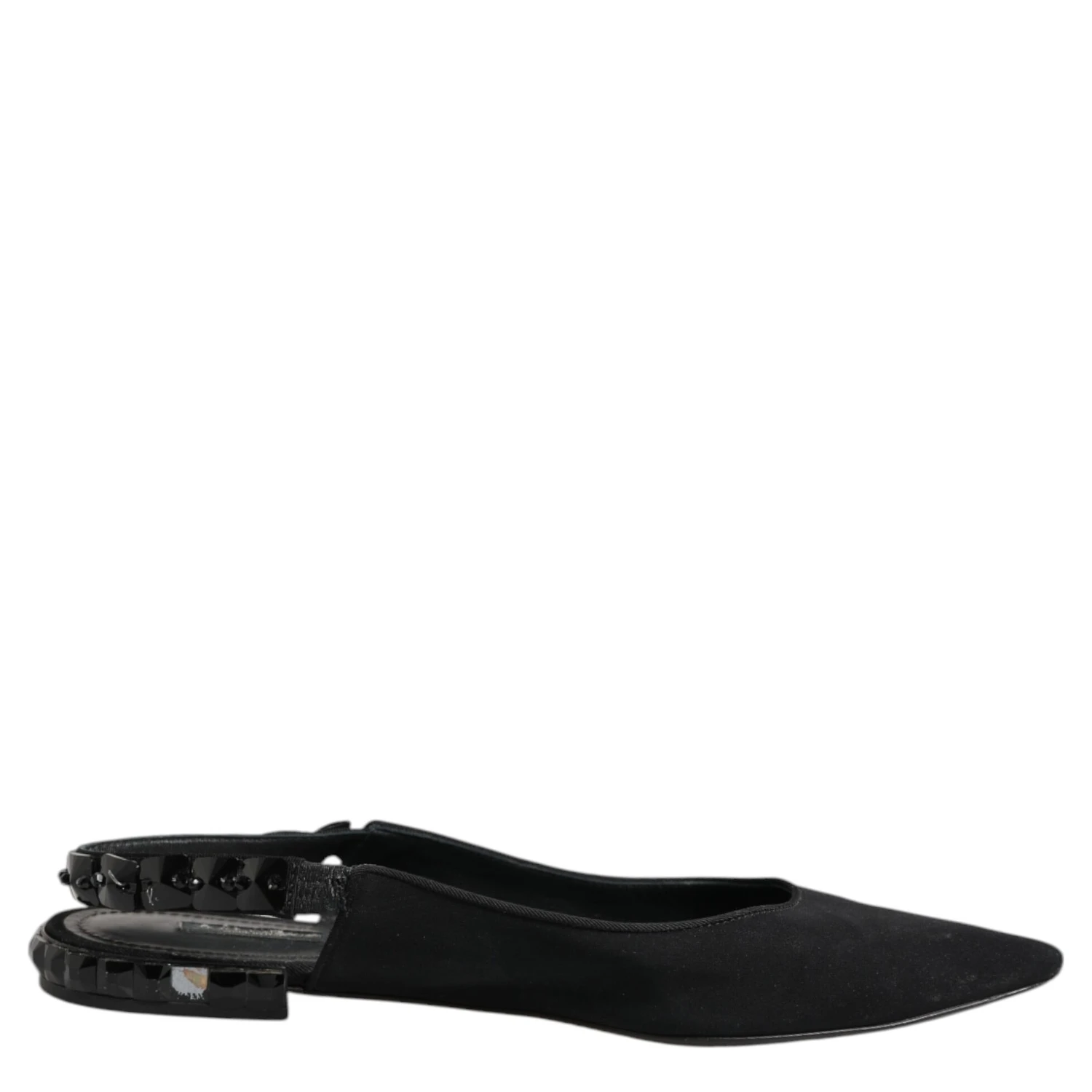 Black Crystal Charmeuse Slingback Shoes