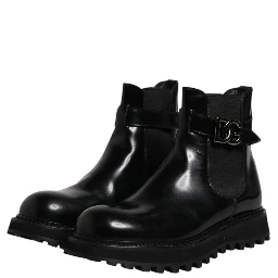 Black Belted DG Logo Men Chelsea Boots Shoes