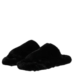 Black Polyester Velvet Slides Slipper Shoes