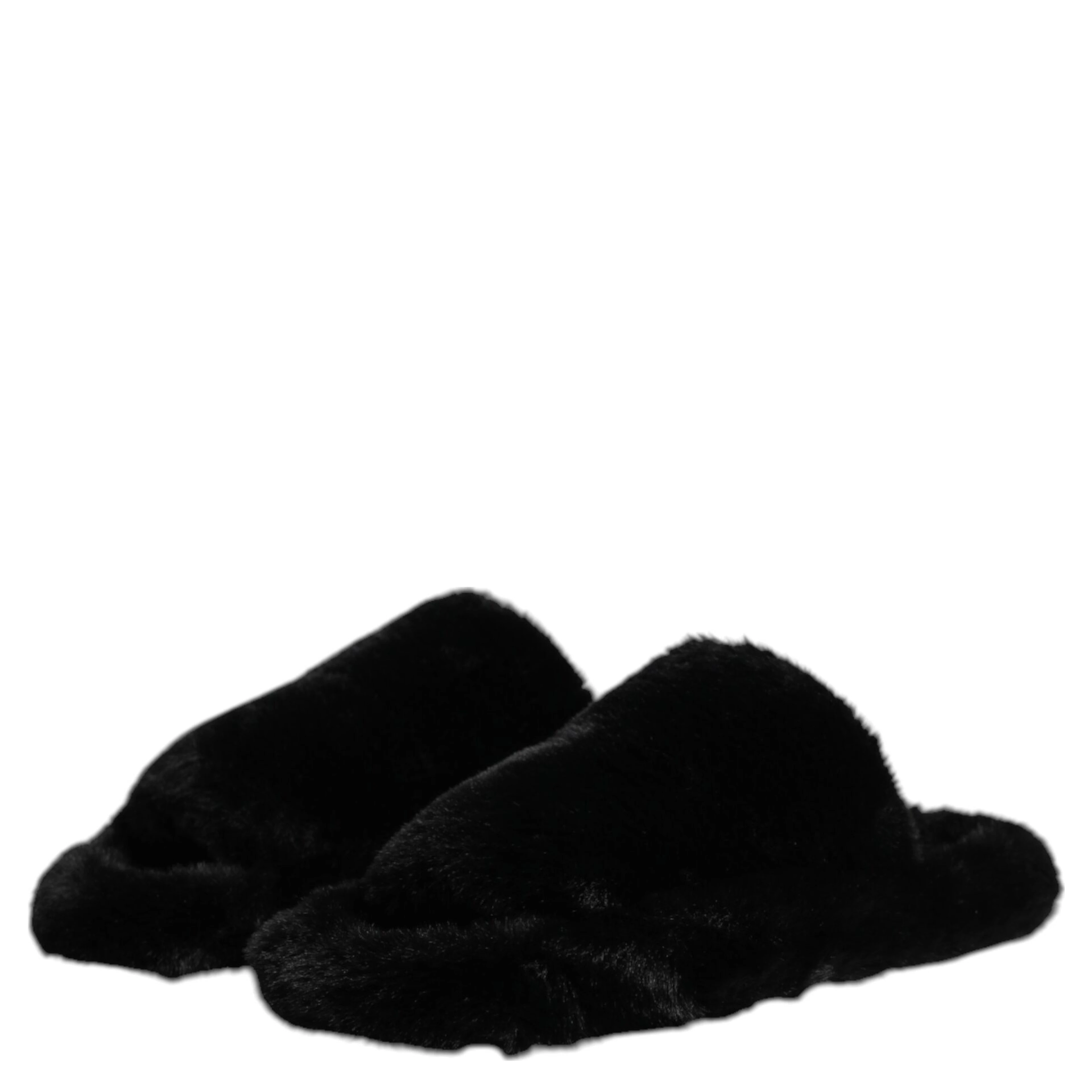 Black Polyester Velvet Slides Slipper Shoes