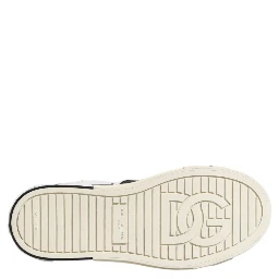 White Black Leather Low Top Sneakers Shoes