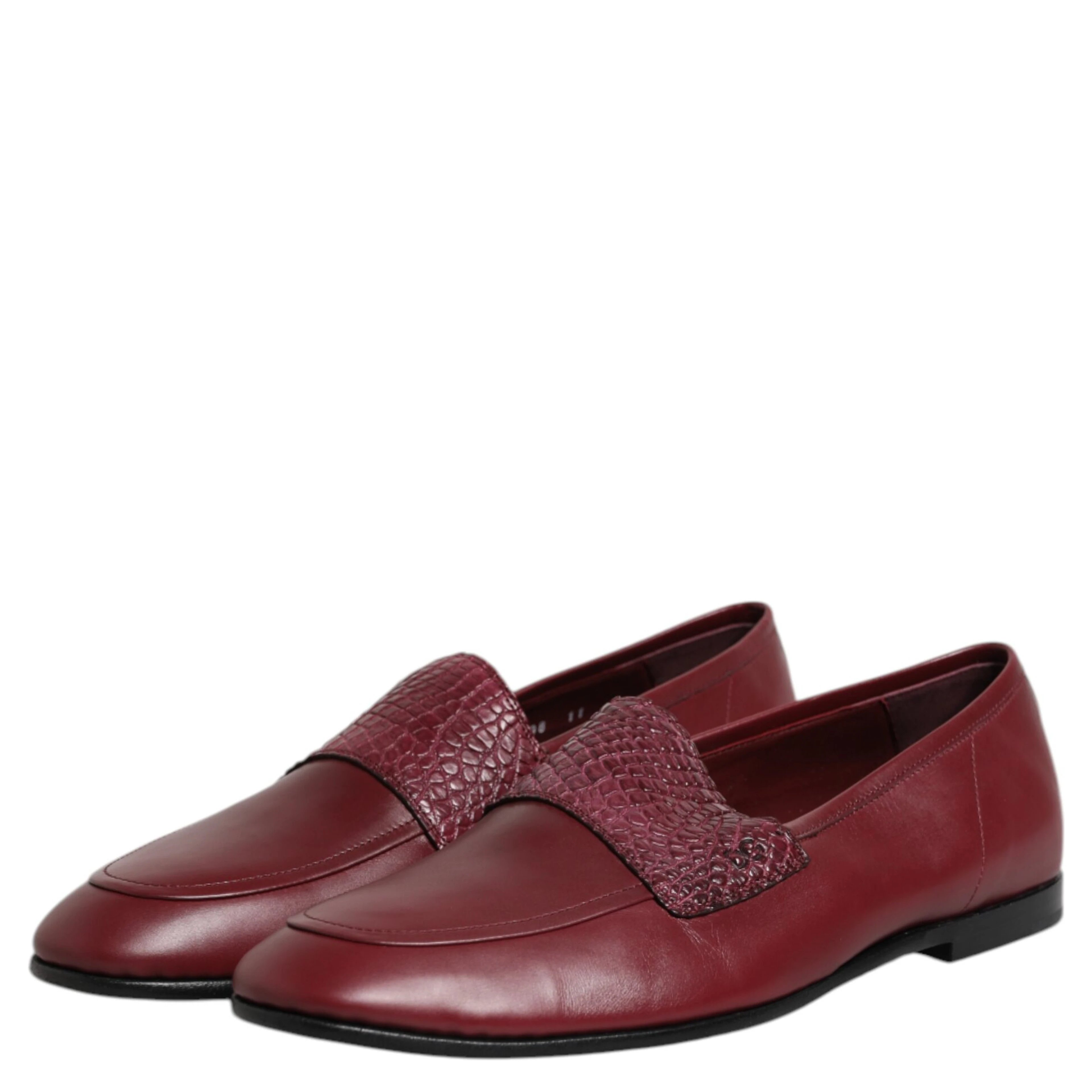 Burgundy Calfskin Leather Formal Slip On Shoes