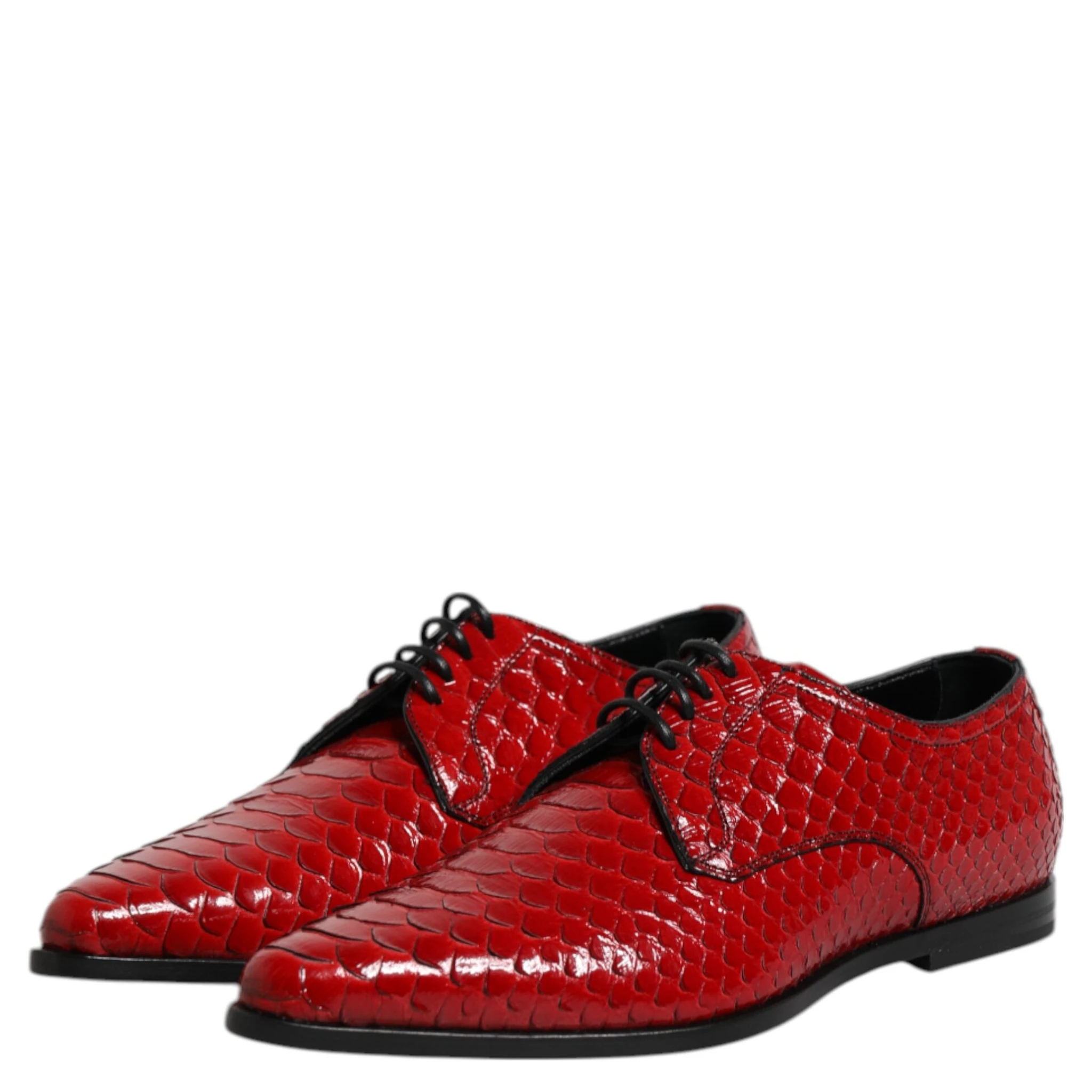 Red Exotic Leather Lace Up Dress Derby Shoes