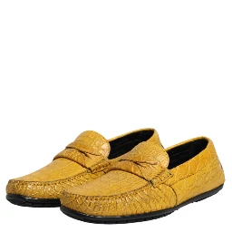 Yellow Exotic Leather Loafers Slip On Shoes