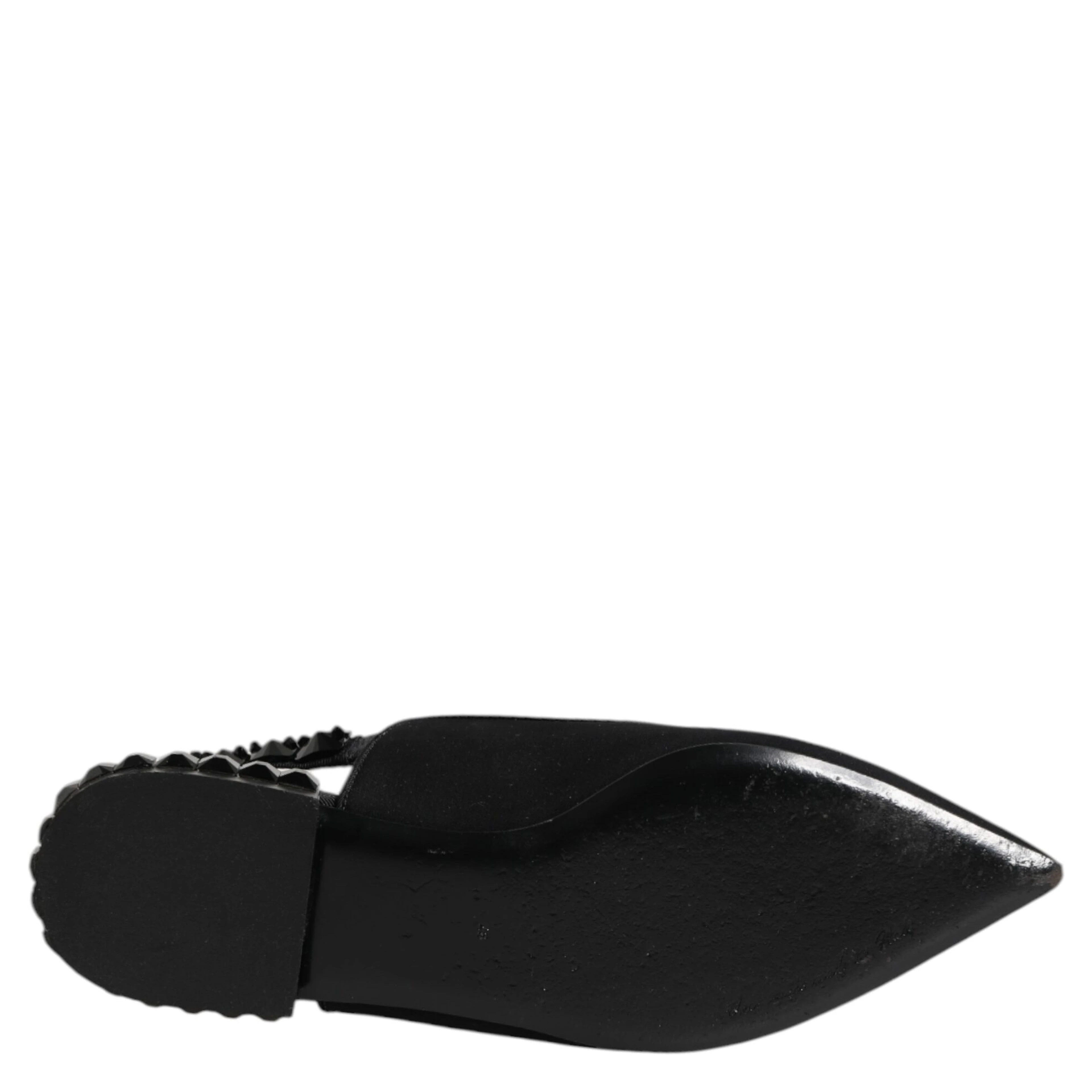 Black Crystal Charmeuse Slingback Shoes