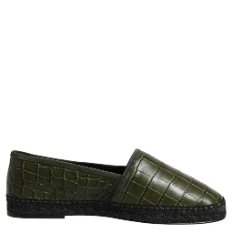 Green Exotic Leather Espadrilles Slip On Shoes