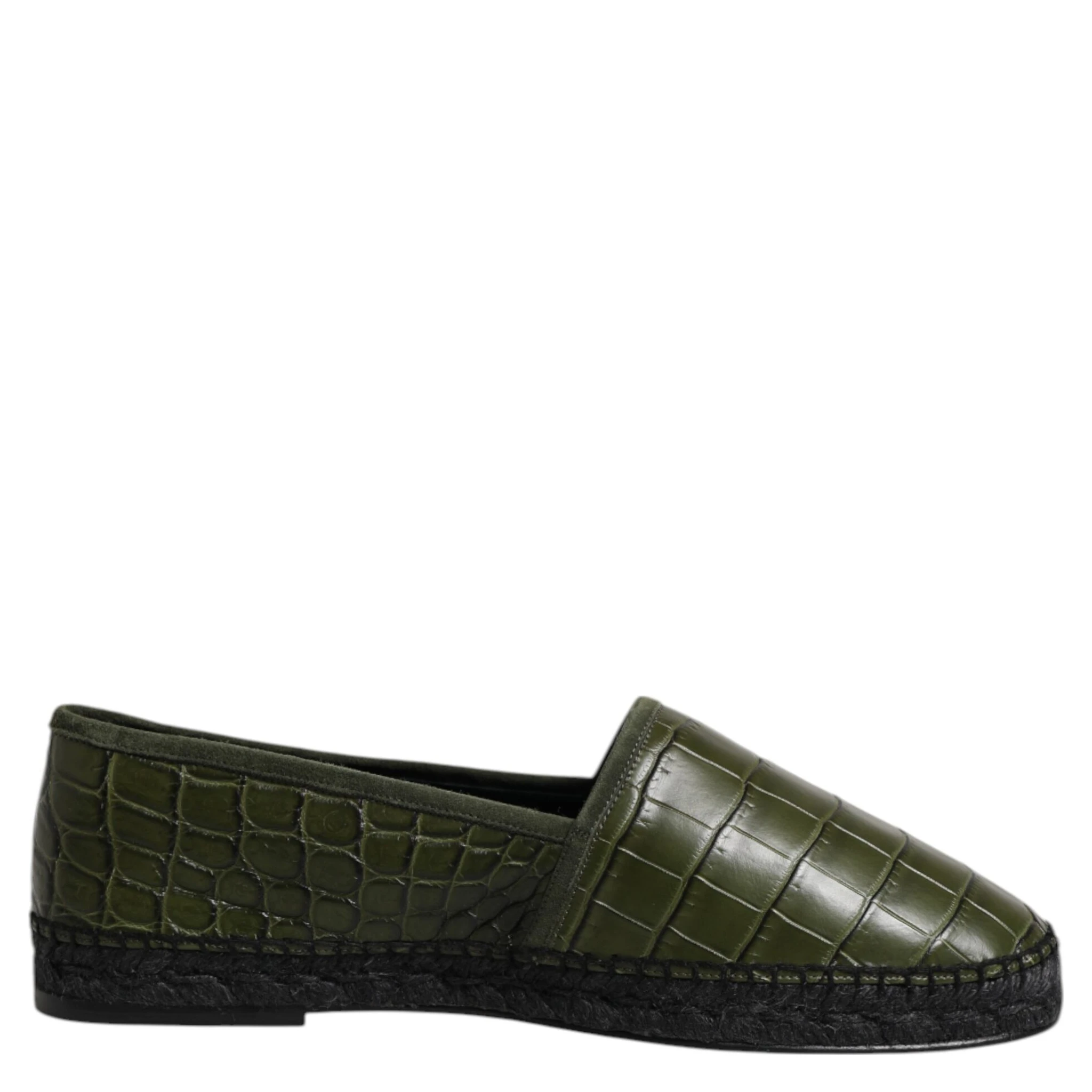 Green Exotic Leather Espadrilles Slip On Shoes