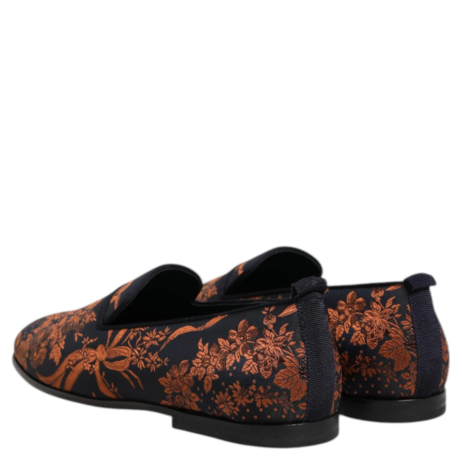 Black Jacquard Polyester Slip On Loafers Shoes