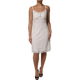 White Lace Gold DG Logo Silk Dress Sleepwear
