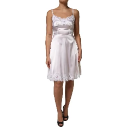 White Lace Gold DG Logo Silk Dress Sleepwear