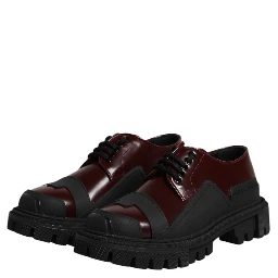 Red Leather Lace Up Trekking Dress Shoes