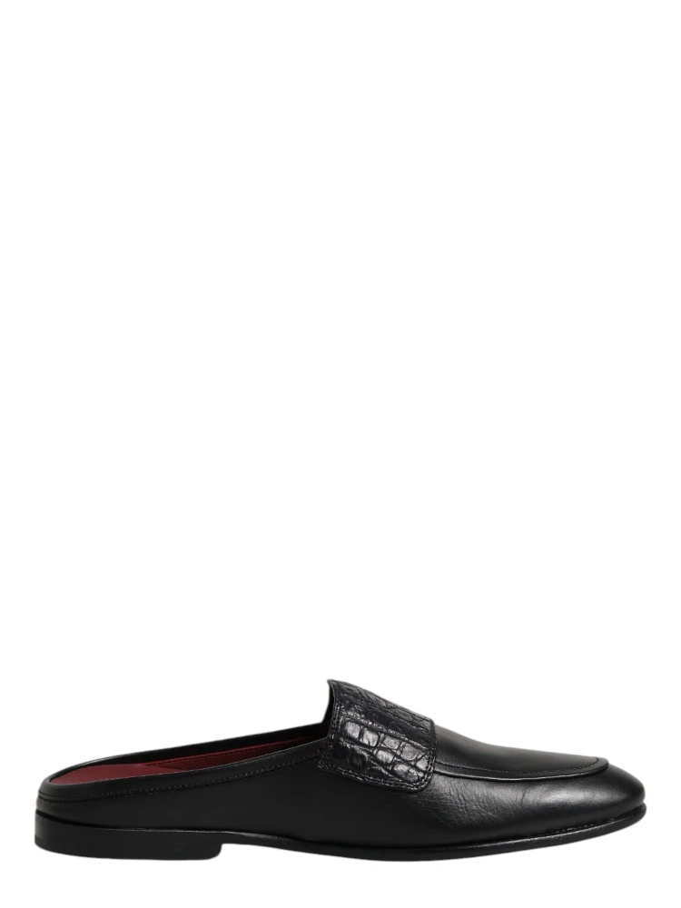 Black Calfskin Leather Slip On Loafers Shoes