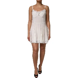 White Lace Gold DG Logo Silk Dress Sleepwear