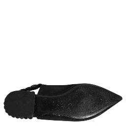 Black Crystal Charmeuse Slingback Shoes