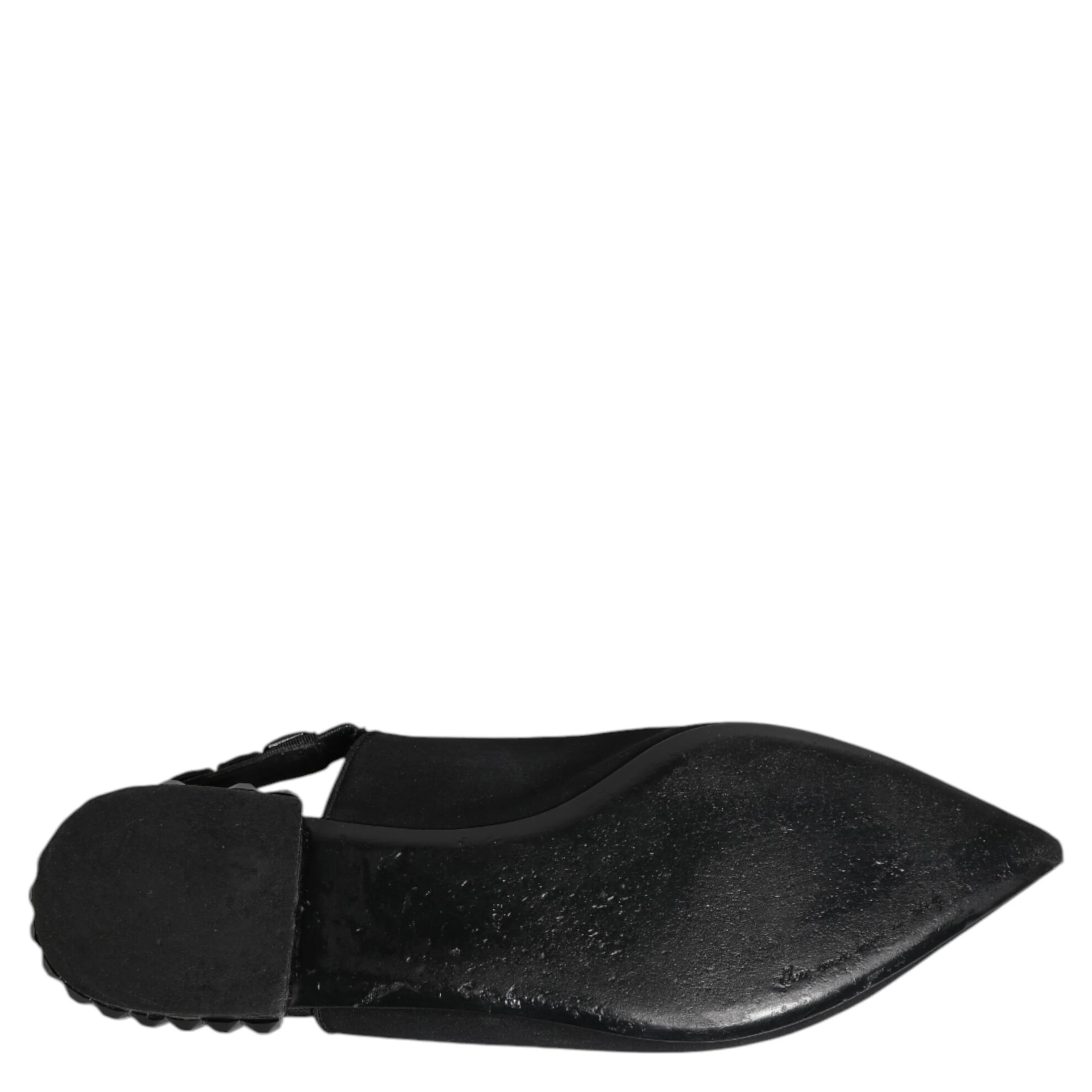 Black Crystal Charmeuse Slingback Shoes