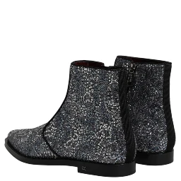 Dark Gray Cotton Sequined Chelsea Boots Shoes