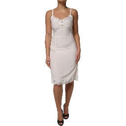 White Lace Gold DG Logo Silk Dress Sleepwear