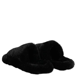 Black Polyester Velvet Slides Slipper Shoes