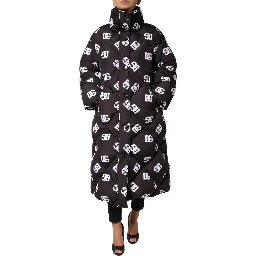 Black DG Mania Puffer Quilted Long Coat Jacket