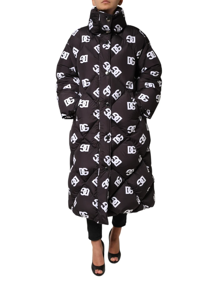Black DG Mania Puffer Quilted Long Coat Jacket