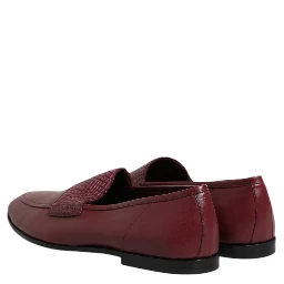 Burgundy Calfskin Leather Formal Slip On Shoes
