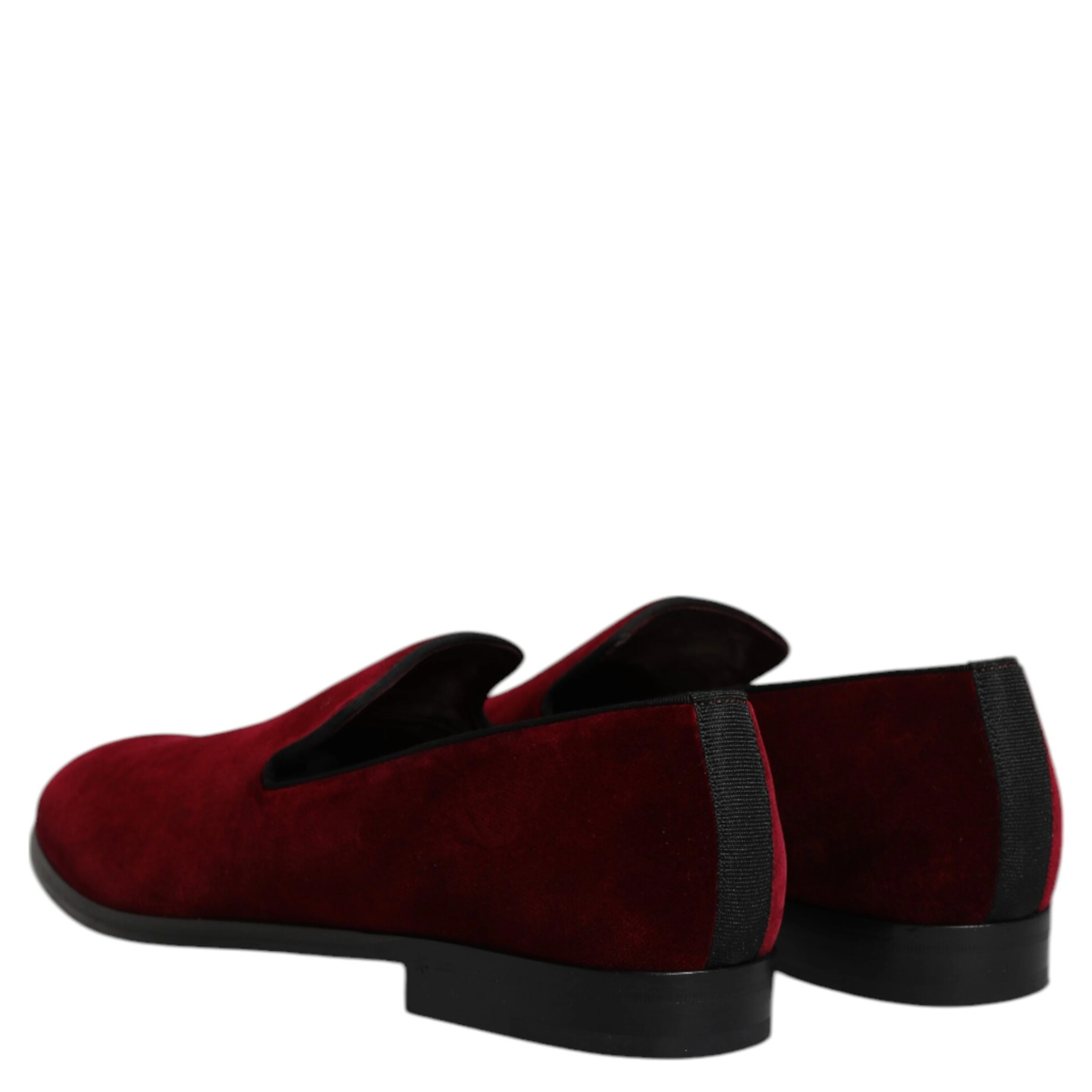 Red Cotton Velvet Slip On Loafers Formal Shoes