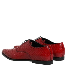 Red Exotic Leather Lace Up Dress Derby Shoes