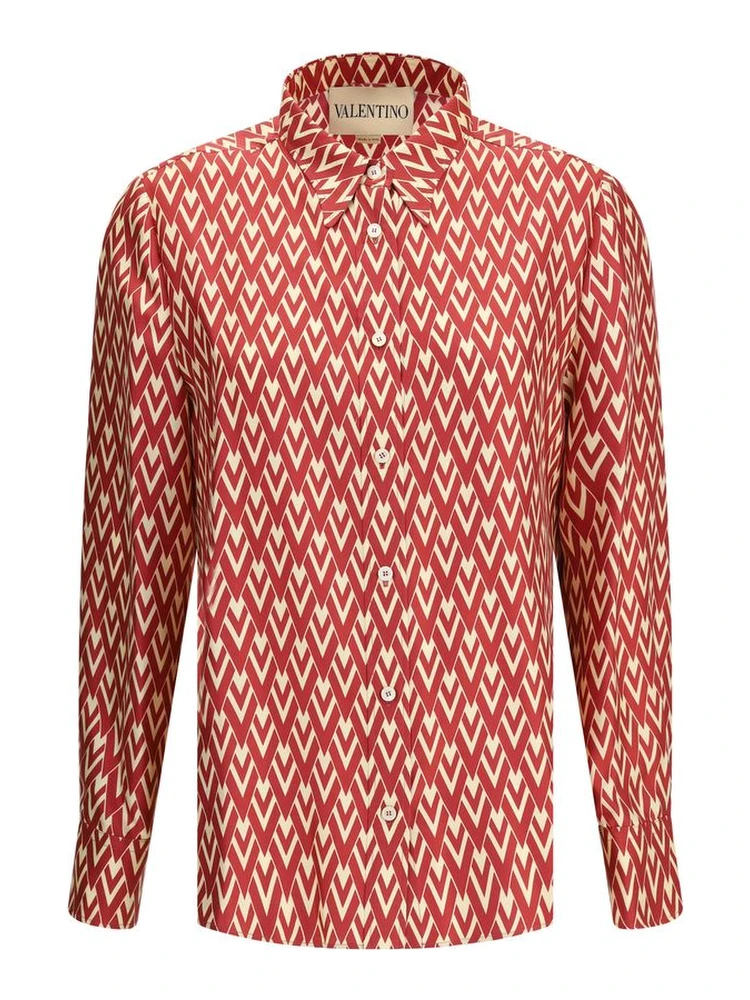 Red Silk Pattern Shirt