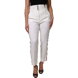 White Wool High Waist Tapered Pants