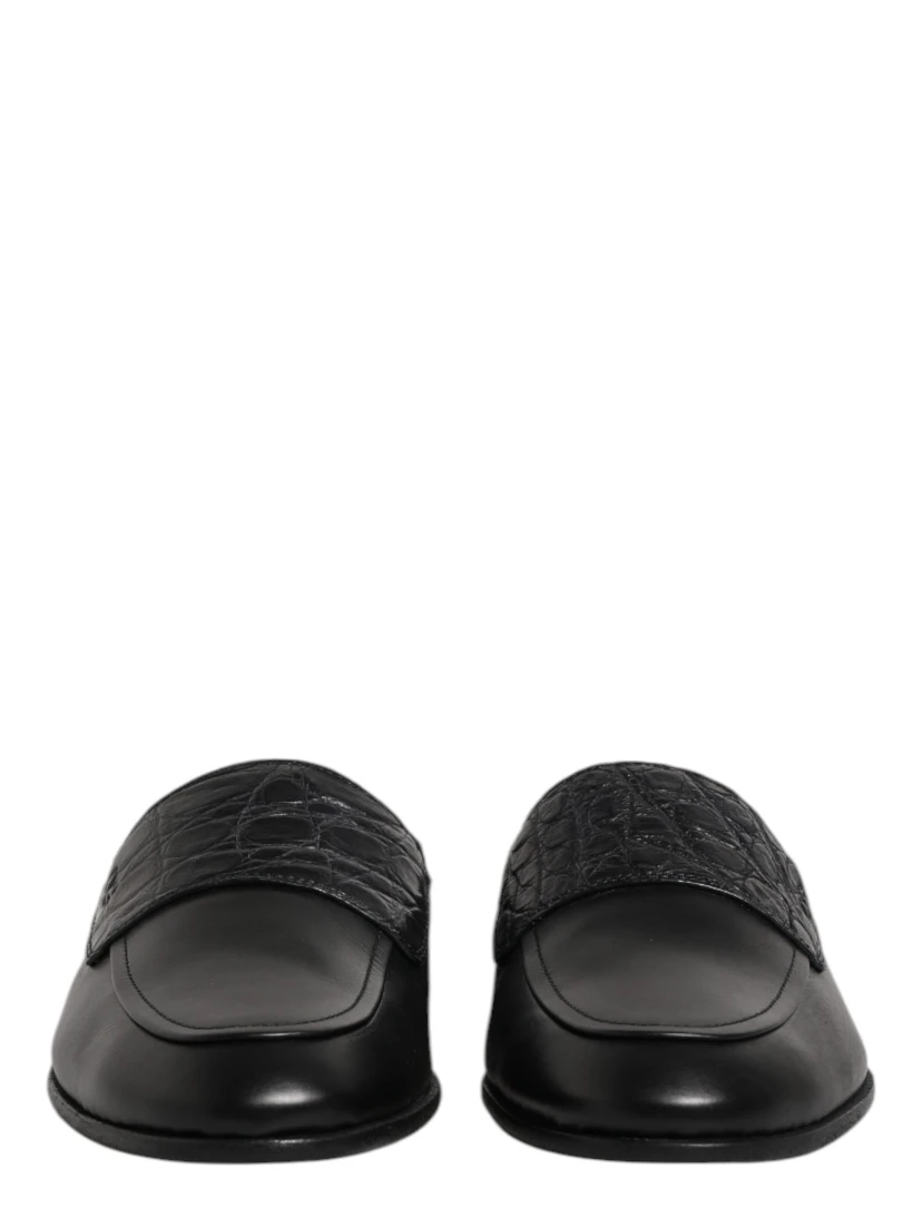 Black Calfskin Leather Slip On Loafers Shoes
