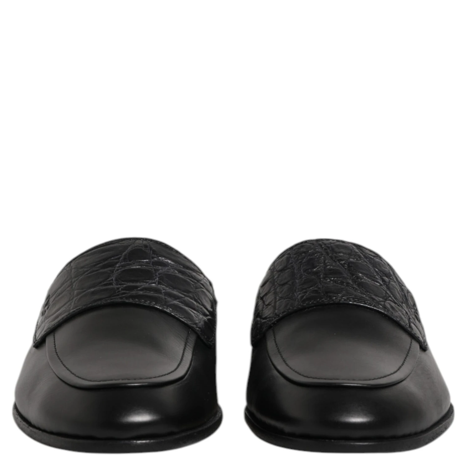 Black Calfskin Leather Slip On Loafers Shoes