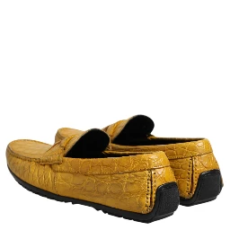 Yellow Exotic Leather Loafers Slip On Shoes