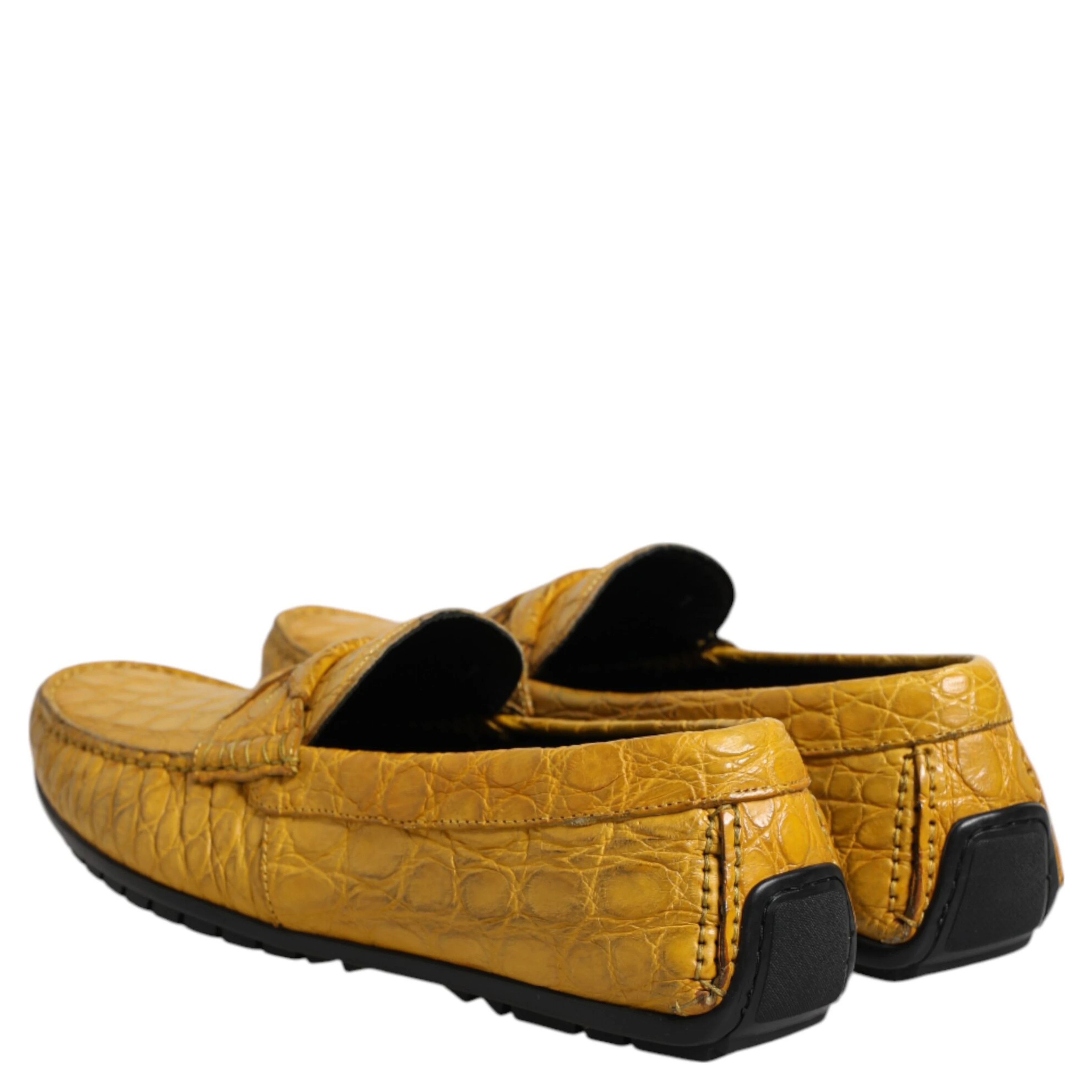Yellow Exotic Leather Loafers Slip On Shoes