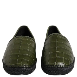 Green Exotic Leather Espadrilles Slip On Shoes