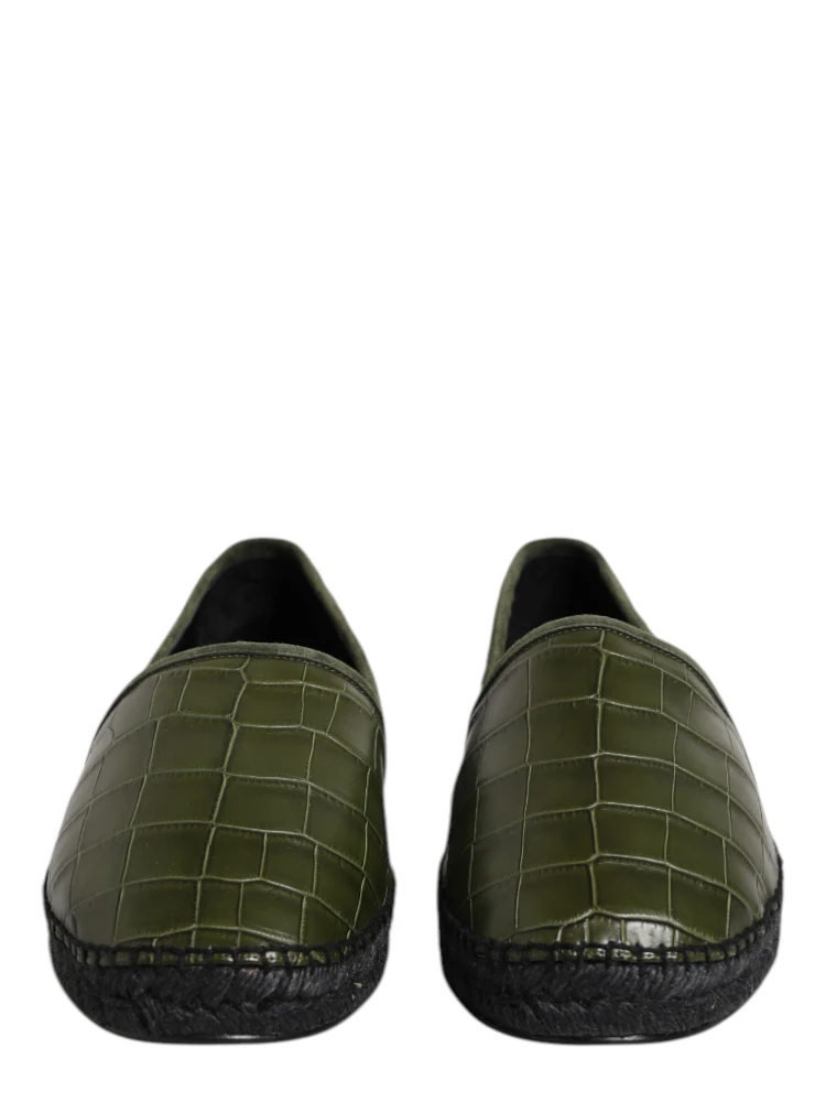 Green Exotic Leather Espadrilles Slip On Shoes alternative