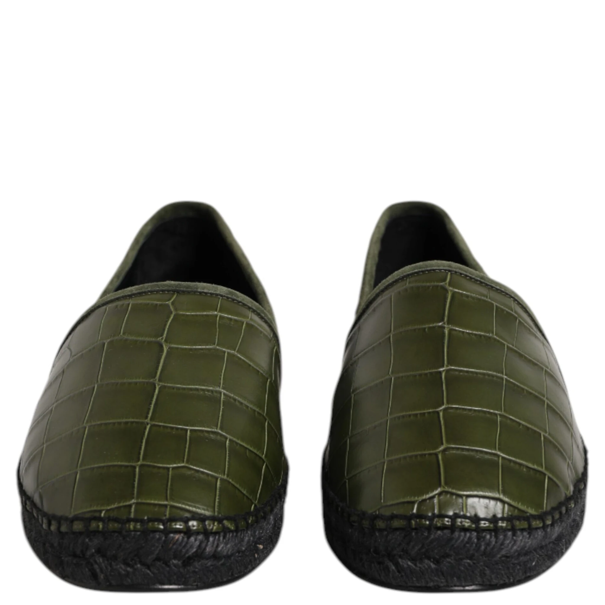 Green Exotic Leather Espadrilles Slip On Shoes