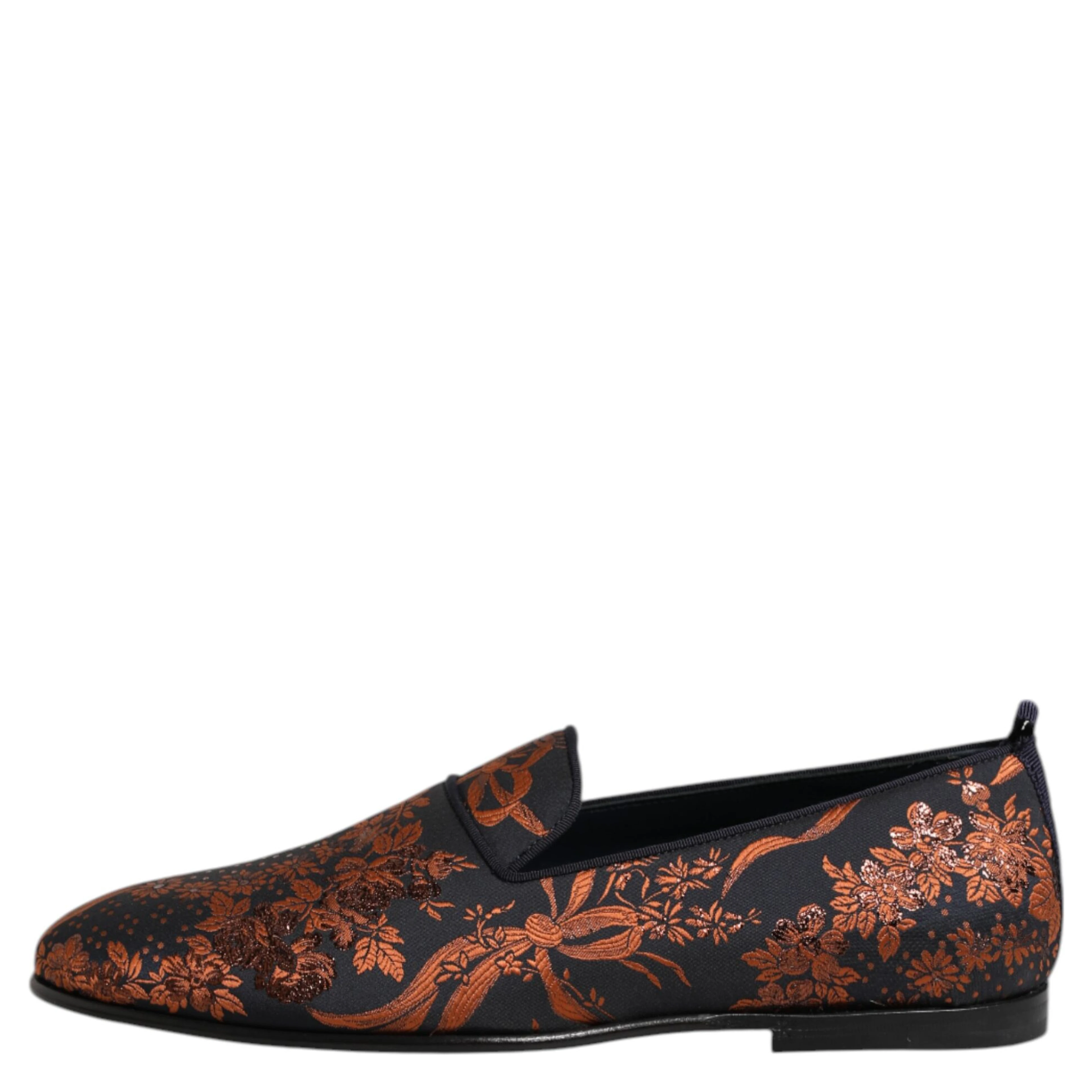 Black Jacquard Polyester Slip On Loafers Shoes