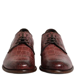 Burgundy Leather Lace Up Derby Dress Shoes