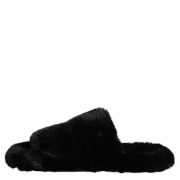 Black Polyester Velvet Slides Slipper Shoes