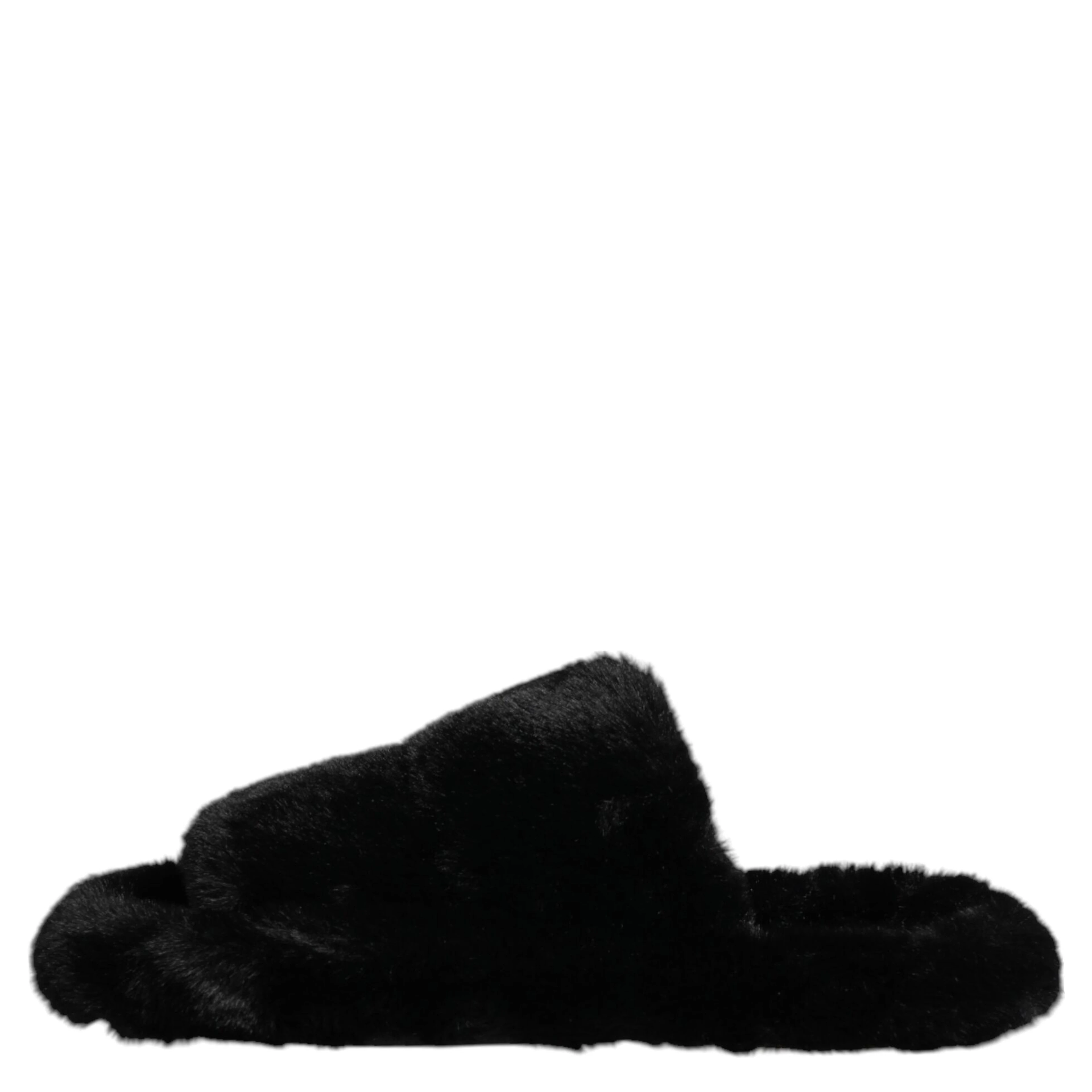 Black Polyester Velvet Slides Slipper Shoes