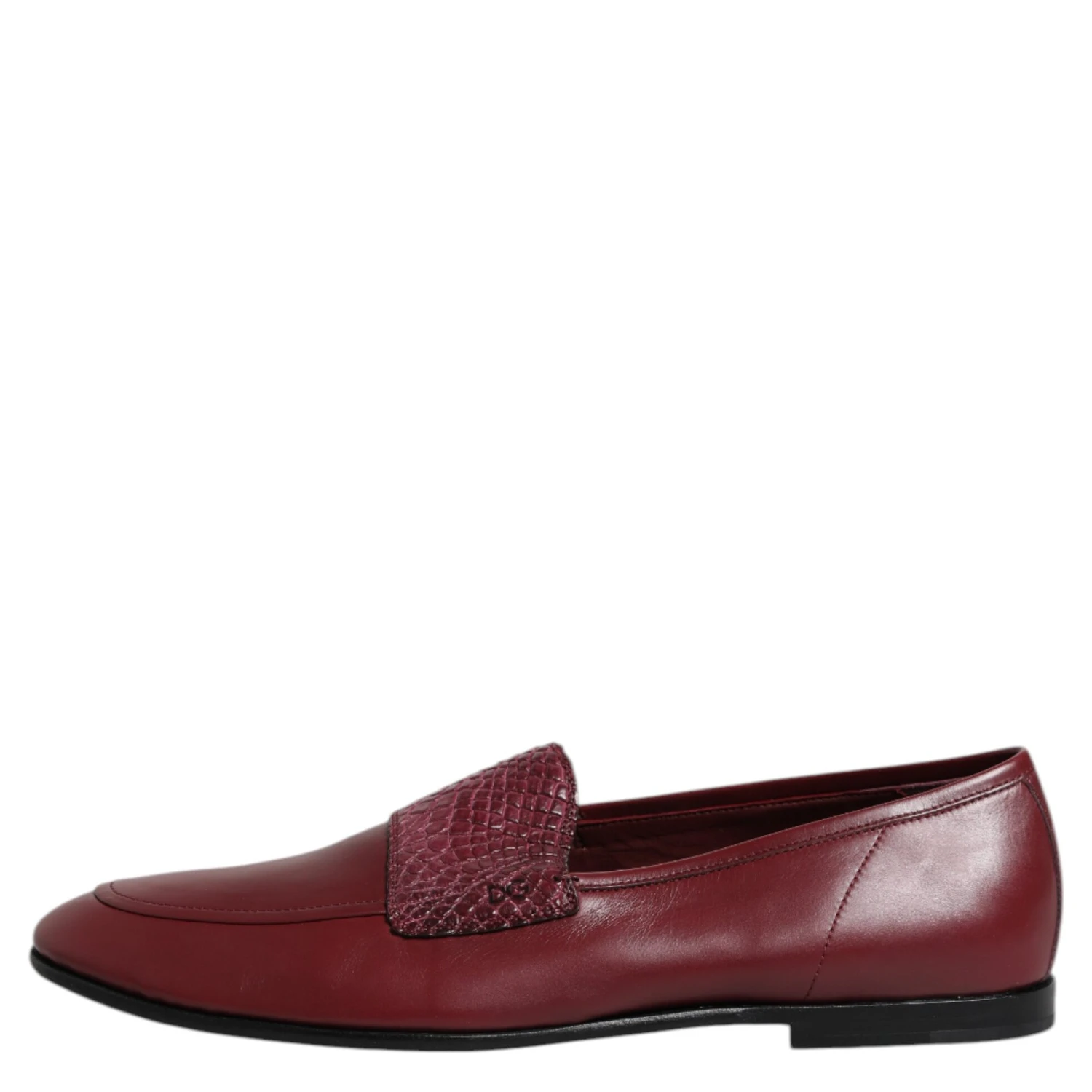 Burgundy Calfskin Leather Formal Slip On Shoes