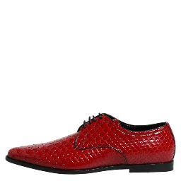 Red Exotic Leather Lace Up Dress Derby Shoes