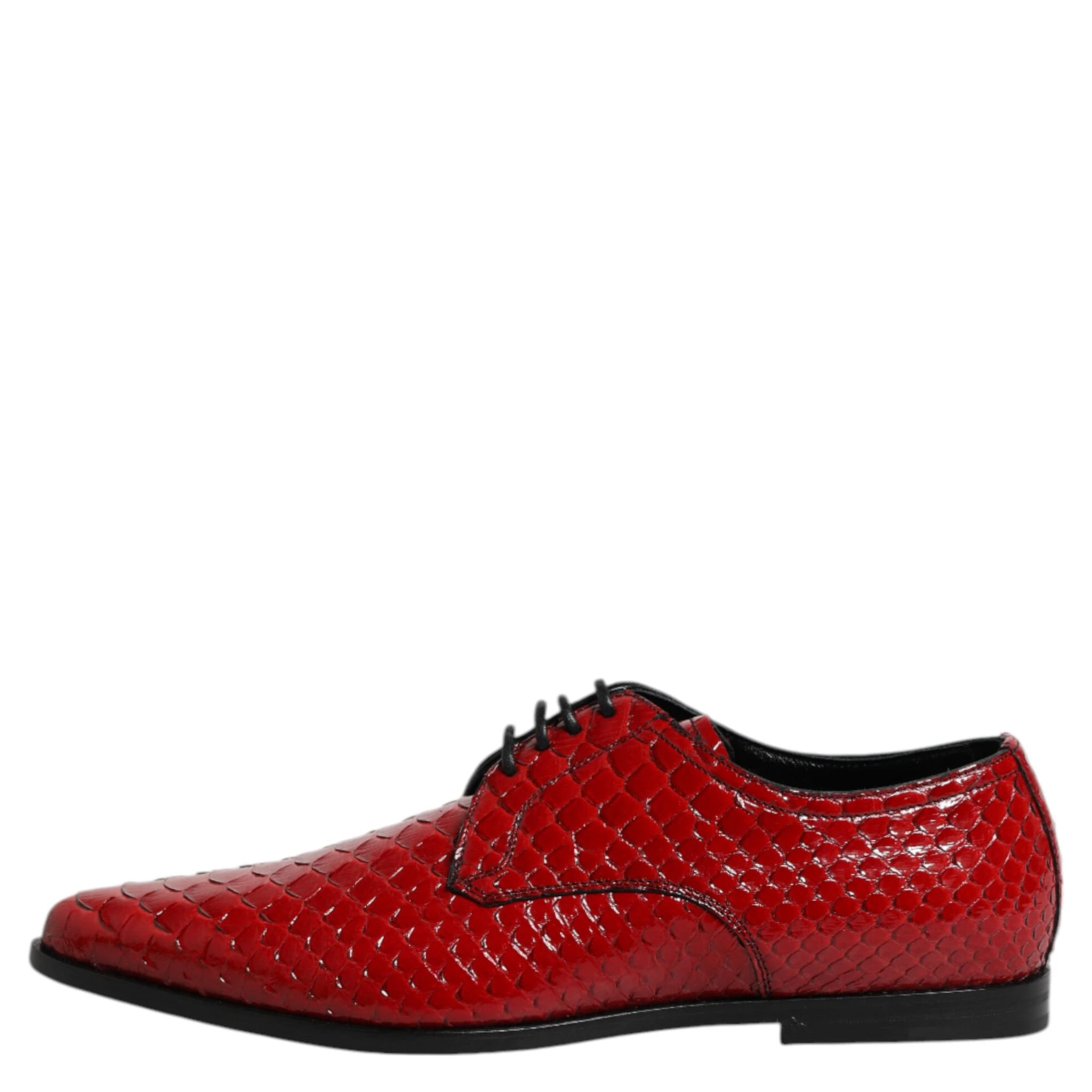Red Exotic Leather Lace Up Dress Derby Shoes